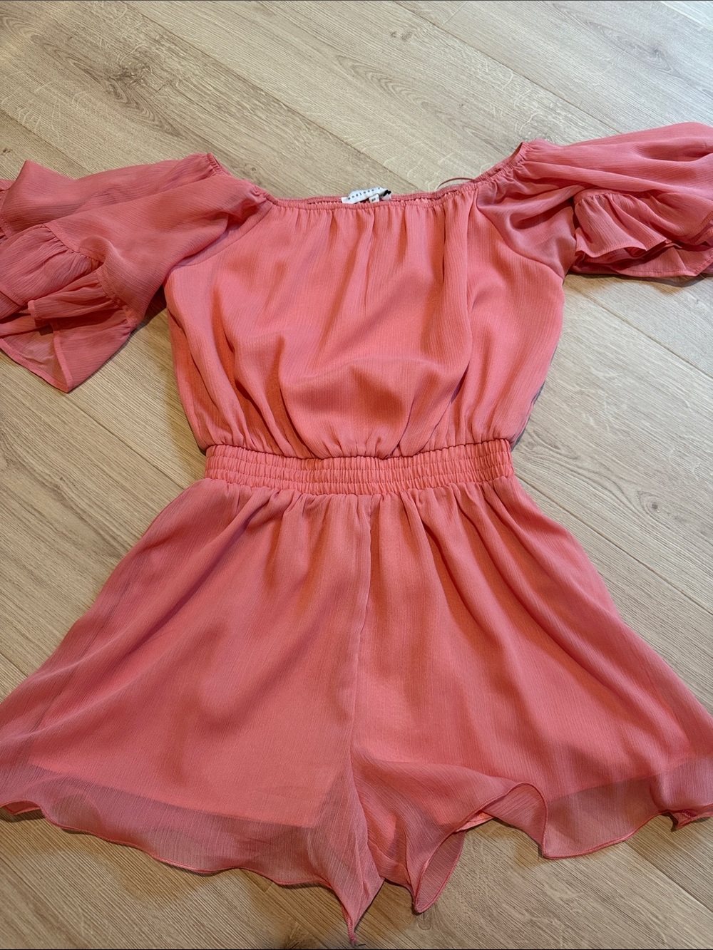 Endless Rose Coral Off-Shoulder Romper